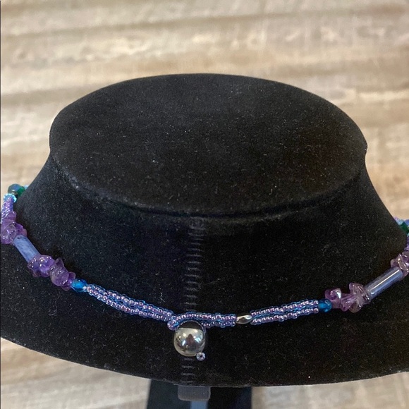 Amethyst Beaded Celestial Inspired Handmade Necklace with Circular Pendant - Picture 7 of 16